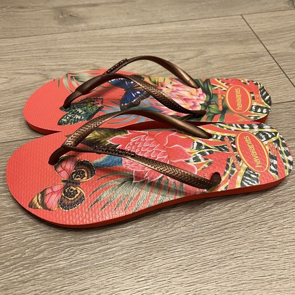 Havaianas Women’s size 9/10 M Butterfly Flower Floral Flip Flops Thongs Sandals - Picture 4 of 7